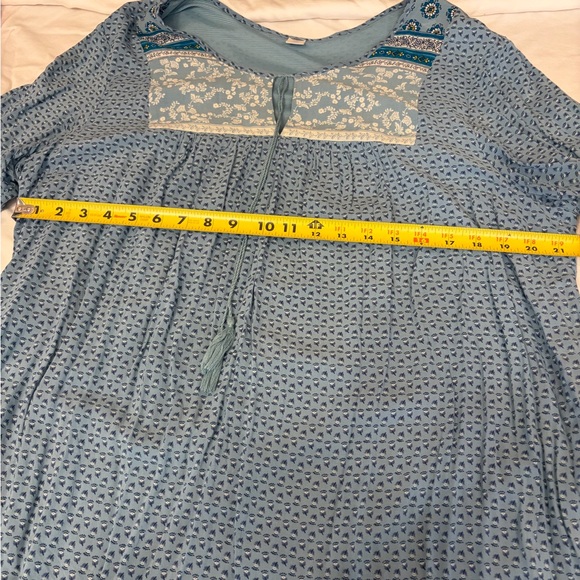 Old Navy Blue Floral Blouse Tunigan/Dress Boho Cottagecore - Picture 3 of 8